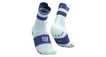 Calcetines compressport pro racing v4 0 run high blanco azul