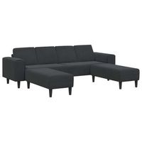 sofa de sala 3 uds negro vidaxl