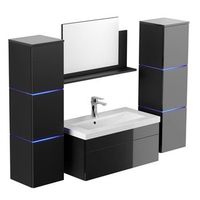 conjunto completo de muebles de bano wangerooge big xl - negro made in germany
