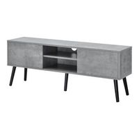 mesa de tele eskilstuna con 2 puertas 2 estantes aglomeradomadera 120 x 30 x 47 cm efecto hormigon y negro encasa