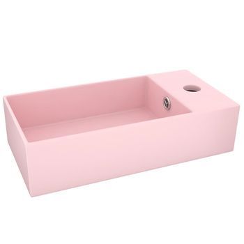 Lavabo De Baño Moderno | Lavabo Con Rebosadero Cerámica Rosa Mate