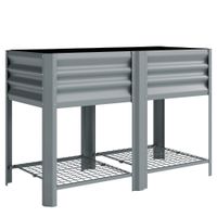 outsunny huerto urbano elevado con estante inferior mesa de cultivo de metal galvanizado con forro 120x55x80 cm gris plateado