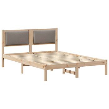 Estructura De Cama Taupé 140 X 190 Cm Madera De Pino Macizo