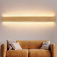 nettlife - lampara de pared led de madera para interiores 100 cm 36 w luz indirecta arriba y abajo blanco calido de 3000 k
