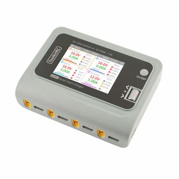 Cargado y descargado XT60 inteligente para batería Lipo de 1-4S ToolkitRC Q4AC 4x50W 5A AC 100W con 4 puertos DC