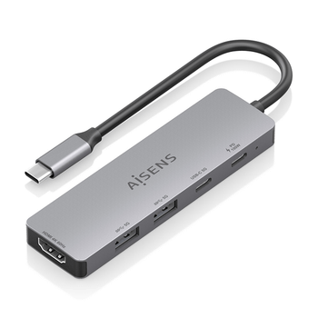 AISENS USB C Dock 5 en 1 USB C a 1xHDMI 2xUSB A 1xUSB C 1xUSB C PD Gris 15cm