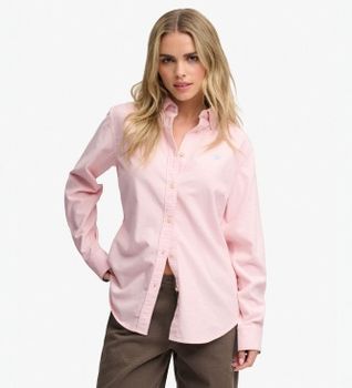 Superdry para mujer. W4010591A Camisa Needle BD rosa (M), Casual, Algodón, Clásico, Manga larga