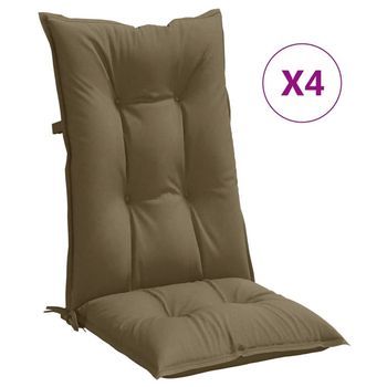 Cojines Para Silla Respaldo Alto 4 Uds Tela Gris Taupe Melange Vidaxl