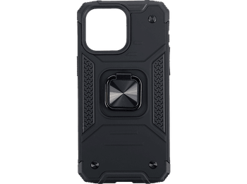 Funda móvil - ISY ISC 6102, Apple, iPhone 15 Pro Max, Resistente a Golpes, Soporte Plegable Integrado, Negro