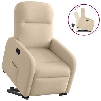 Sillón De Salón | Silla | Sillón Reclinable Elevable De Tela Color Crema Cfw61452