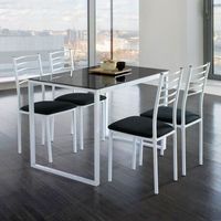 conjunto noa de mesa de cocina  4 sillas  cristal negro