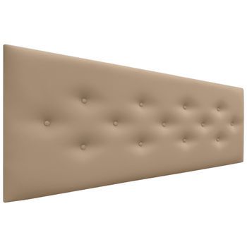 Dhome Cabecero De Polipiel Con 3 Hileras Intercaladas De Botones Cabezal Tapizado Cama Lujo (marrón Claro, 145cm)