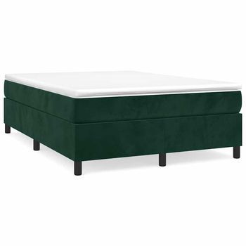 Cama Matrimonial | Cama Para Adultos | Estructura De Cama Box Spring Terciopelo Verde Oscuro 140x190cm