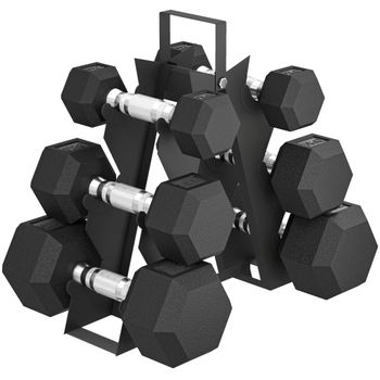 SPORTNOW Juego de Mancuernas de 6 Piezas 2 x2 kg 2 x5 kg 2 x8 kg con Soporte de Almacenaje para Entrenamiento en Casa Gimnasio