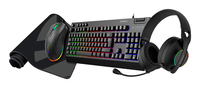 pack gaming teclado  mouse  headset y alfombrilla unyka nova 4in1 es rgb membrana 7200 dpi negro