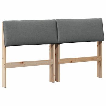Cabecero Tapizado Gris Oscuro Madera De Pino Macizo Vidaxl