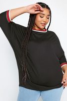 yours camiseta negra con rayas en bordes mujer curvy y tallas grandes yours