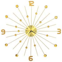 reloj de pared con detalles de cristal brillante 70 cm en metal dorado dec022217
