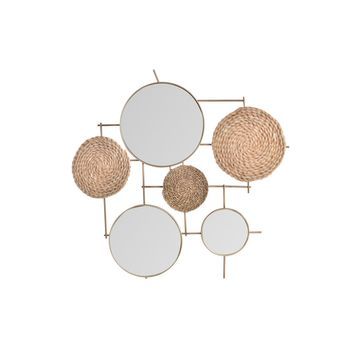 Decoracion Pared Metal Espejo 72x3,5x74 Marron