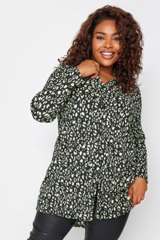 Yours Camisa Larga Blanca Y Negra Estampado Leopardo, Mujer Curvy Y Tallas Grandes, Yours
