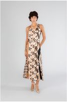 vestido largo de raso estampado multinatural scarf m
