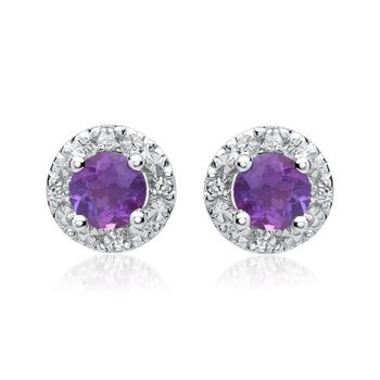 14 quilates pendientes amatista 8 diamantes