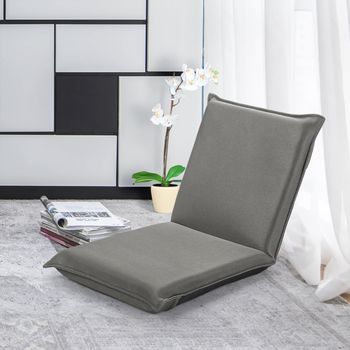 Silla A Ras De Suelo Sillón Reclinable Acolchado Regulable Con Soporte Espalda Ideal Para Leer Meditar Gris 98 X 47 X 7,5 Cm Cfw86743