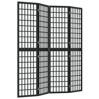 Biombo Plegable Con 4 Paneles Estilo Japonés Negro 160x170 Cm Vidaxl