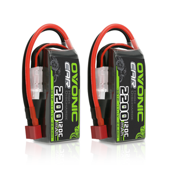 Batería Lipo OVONIC 3S Shorty 11,1 V 120C 2200 mAh con enchufe T/XT60 para 1:14 RC coche camión Drone avión FPV (2 piezas)