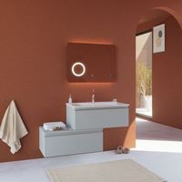 mueble bajo descentrado con dos cajones suspendidos de color gris claro  seattle