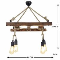 lampara de techo merdiven halat 3 nogal pino 80x34x60 cm
