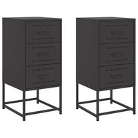 juego de 2 mesitas de noche - mesillas acero negra 36x39x78 cm mc5668