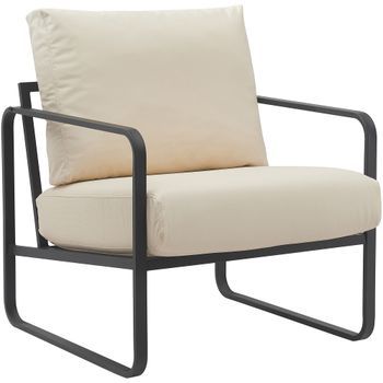 Sillón Manea En Polipiel O Tela Simil Cuero Crema 74x70x82 Cm Clp