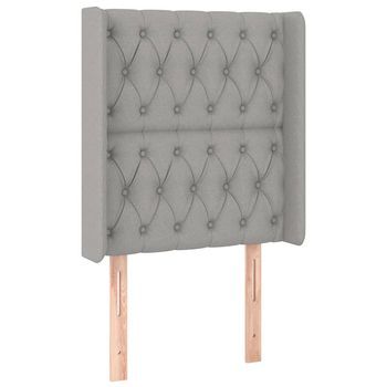 Cabecero Con Orejas De Tela Gris Claro 83x16x118/128 Cm