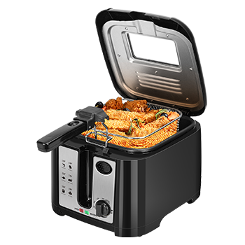 Aigostar Olivia - Freidora con capacidad de 2,5 L, 1650 W, libre de BPA, con ventana transparente, control de temperatura e indicador, negra