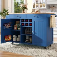 carrito de comida - azul - mdf y metal - 102x45x92 cm