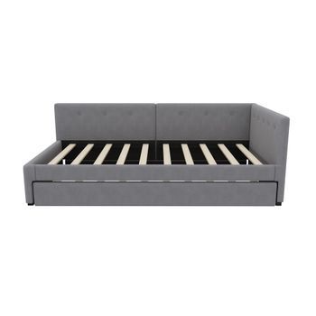 Sofá Cama Tapizado En Terciopelo 90x200cm + Cama Nido 90x190cm Gris