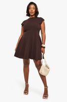 vestido plus skater con paneles brown