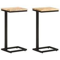 mesitas auxiliares 2 uds madera mango rugosa 315x245x645 cm vidaxl