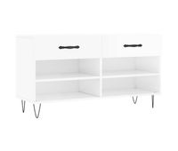 vidaxl banco zapatero madera de ingenieria blanco brillo 102x35x55 cm