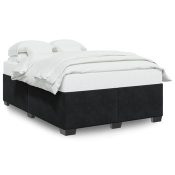 Cama De Matrimonio | Cama De Adulto | Estructura De Cama Sin Colchón Terciopelo Negro 140x190 Cm