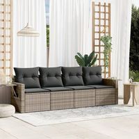 conjunto de sofas de jardin 4 uds  mueble jardin mesa y sillas y cojines ratan sintetico gris cfw846651