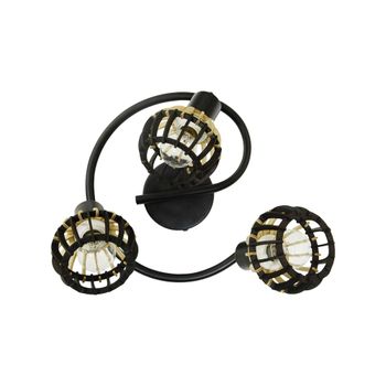 Lámpara de metal y madera de 3 luces