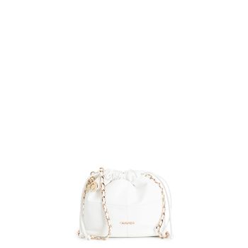 minibolso con cierre de cordón y bandolera de cadena con elegantes hilos white