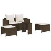 set de muebles de jardin con cojines apilables 5 uds  conjunto de comedor  conjunto de descanso marron