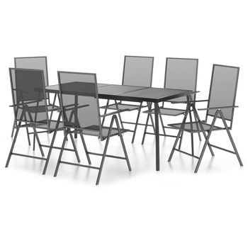 Juego De Comedor De Jardín 7 Piezas Acero Gris Antracita Vidaxl