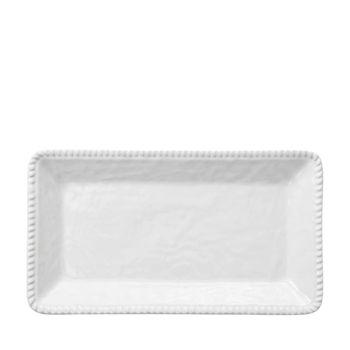 Bandeja rectangular en melamina blanca con borde de cuerda
