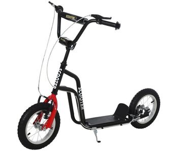 Homcom patinete para niños de +5 años patinete infantil con manillar ajustable en altura doble freno y estructura de acero carga 100 kg para adolescentes 120x58x75-80 cm negro