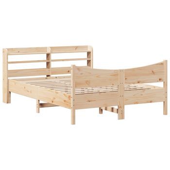 Estructura De Cama Con Cabecero Madera Maciza Pino 120x200 Cm
