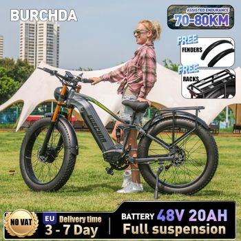 BURCHDA NUEVA RX80 Bicicleta Eléctrica Todoterreno con Potentes Motores Dobles, Batería de Litio de 48V20AH, Neumáticos Gruesos de 26 Pulgadas y 4.0, Bicicleta Eléctrica de Montaña para Adultos
